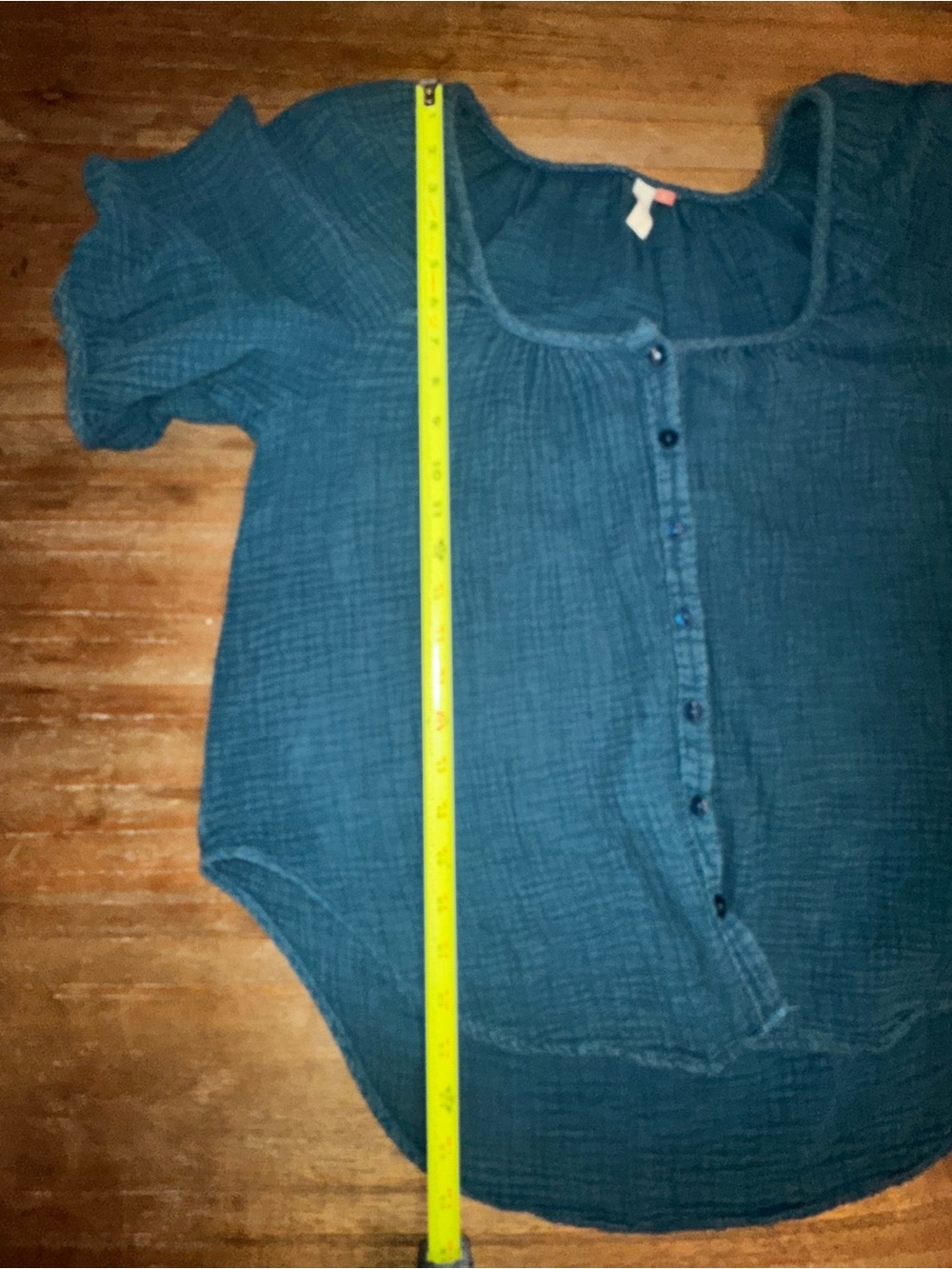 ANTHROPOLOGIE Pilcro Deep Teal Gauze Button-Front Short Sleeve Top - Picture 4 of 6